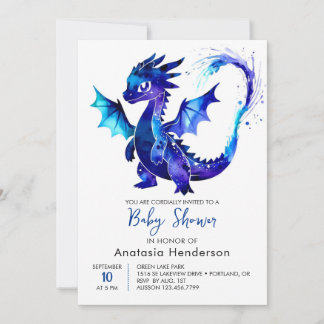 Pastel Digital Dragon Boy Babydusche Einladung