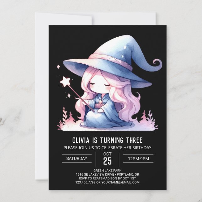 Pastel Digital Wizard Geburtstag Einladung (Vorderseite)