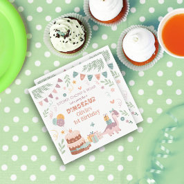Pastel Dino Footprint Geburtstag Napkins Serviette