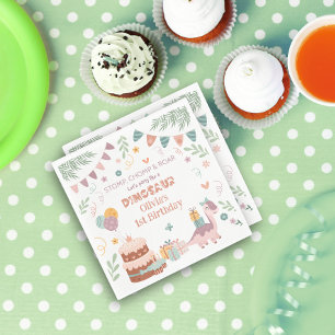 Pastel Dino Footprint Geburtstag Napkins Serviette