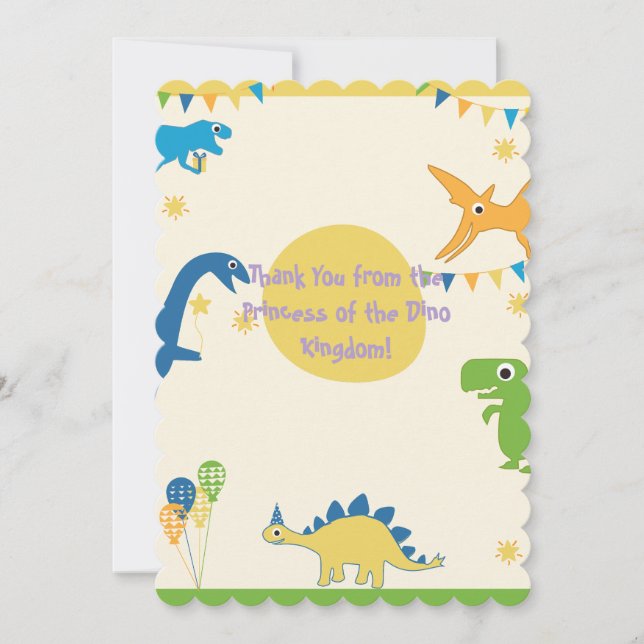 Pastel Dino Princess Dankeschön-Karte Dankeskarte (Vorderseite)
