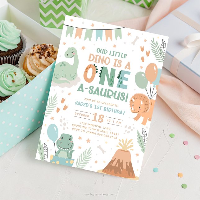 Pastel Dinosaur Invitation d'anniversaire (Baby Dinosaur)
