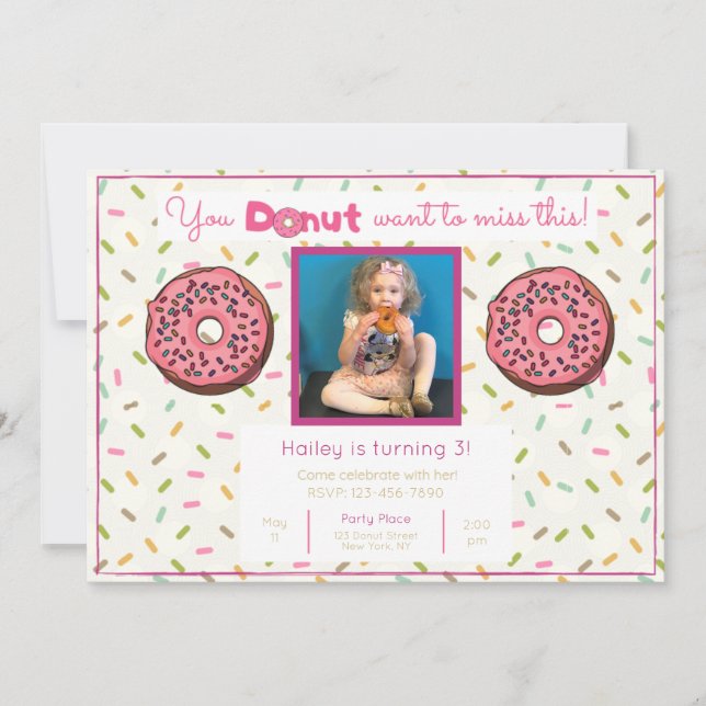 Pastel Donut Anniversaire Fête Photo Invitation (Devant)