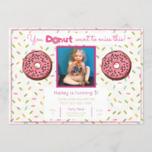 Pastel Donut Anniversaire Fête Photo Invitation