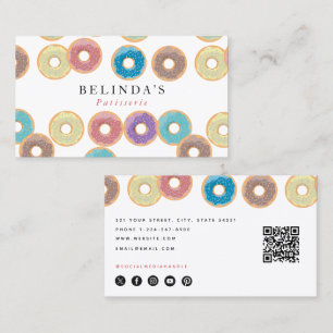 Pastel Donuts & Sprinkles Koch QR Code Visitenkarte