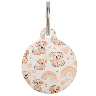 Pastel-Doodle-Welpen-Halsschild | Regenbogen-Welpe Haustiermarke