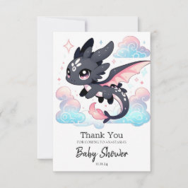 Pastel Dragon Baby Dusche Dankeskarte