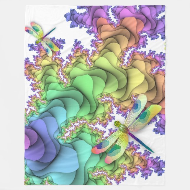 Pastel Dragonflies Fleece Blanket (Vorderseite)