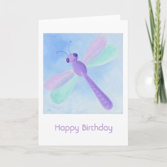 Pastel Dragonfly Carte d'anniversaire (Devant)
