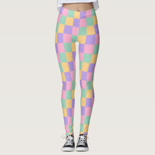 Pastel Dreams Checkerboard-Muster Leggings