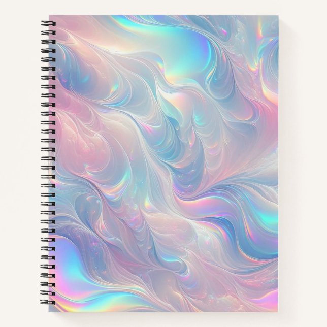 Pastel Dreamscape: Holographic Whirl-Notebook Notizbuch (Vorderseite)