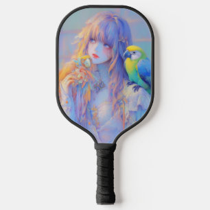 Pastel Dreamy Pet Parrot Pirate Anime Girl Pickleball Schläger