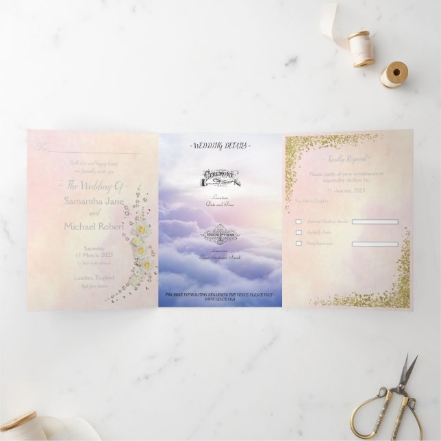 Pastel Dreamy Wedding Einladung (Innenseite)
