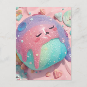 Pastel-Drip-Kawaii-Süßigkeiten-Charakter-Kunst Postkarte