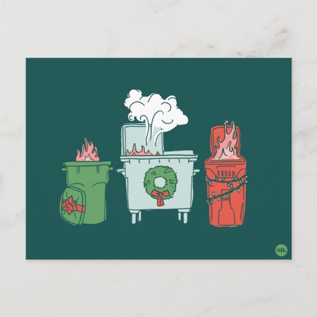 Pastel Dumpster Fire Holiday Postcard Postkarte (Vorderseite)
