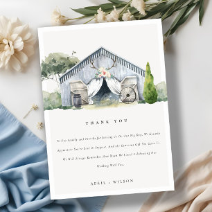 Pastel Dusky Rustic Barnyard Farm Theme Wedding Dankeskarte