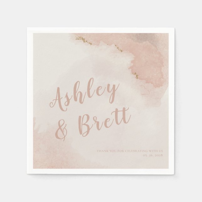 Pastel Dusty Pink Glitzer Gold Trendy Wedding Serviette (Vorderseite)