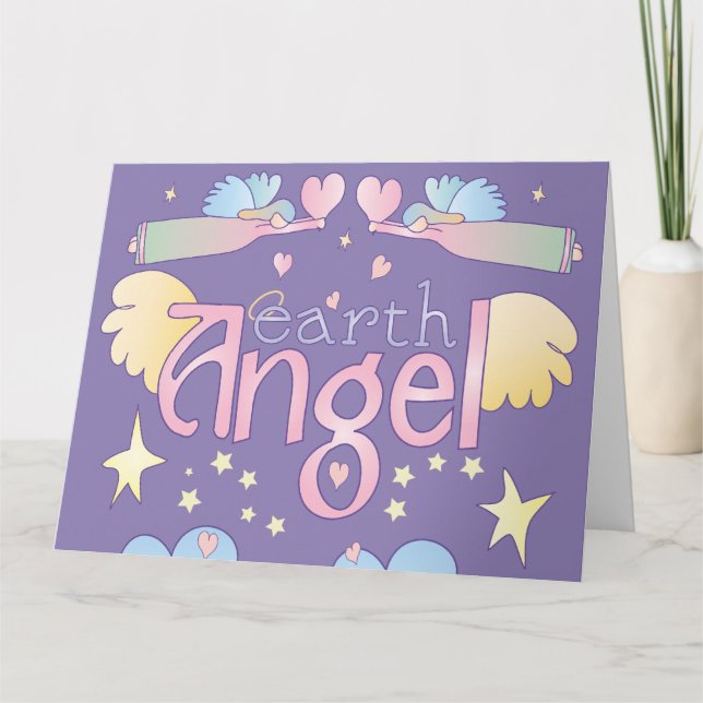 Pastel Earth Angel Card - Sterne, Flügel & Herzen Karte (Vorderseite)