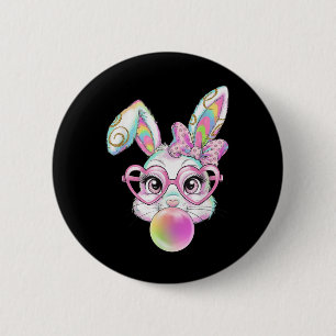 Pastel Easter Bunny Rabbit Sungles Bubble Gummi Pi Button