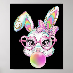 Pastel Easter Bunny Rabbit Sungles Bubble Gummi Pi Poster