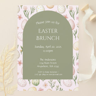 Pastel Easter Egg Motif Easter Brunch Invitation