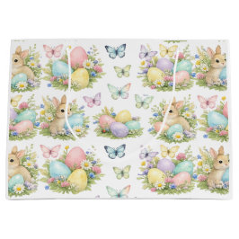 Pastel Easter Eggs & Bunnies Flowers & Butterflies Große Geschenktüte