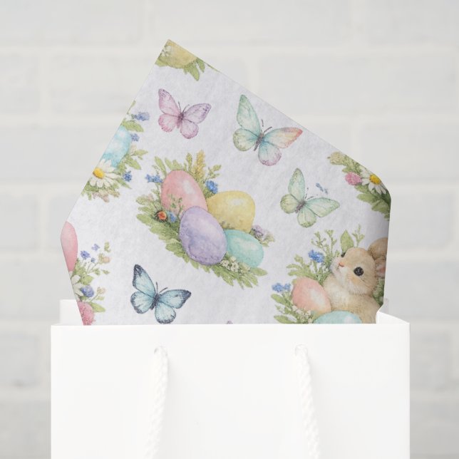 Pastel Easter Eggs & Bunnies Flowers & Butterflies Seidenpapier (Geschenktüte)
