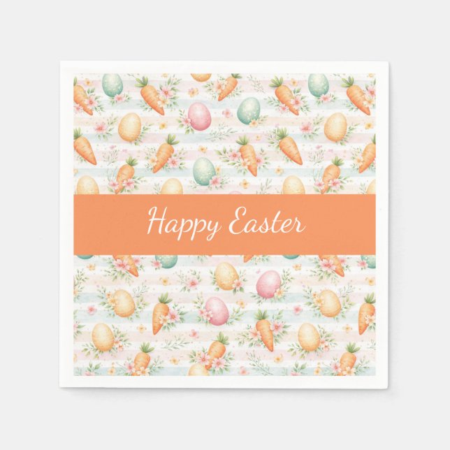 Pastel Easter Eggs & Carrots Watercolor Pattern  Serviette (Vorderseite)