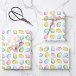 Pastel Easter Eggs Colorful Watercolor Pattern Geschenkpapier Set