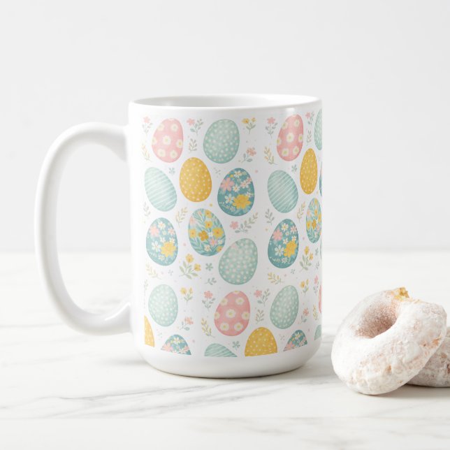 Pastel Easter Eggs Floral Pattern - Cute Spring  Kaffeetasse (Mit Donut)