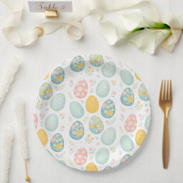 Pastel Easter Eggs Floral Pattern - Cute Spring  Pappteller