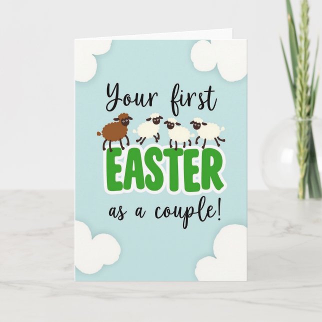 Pastel Easter Sheep Couple Card Karte (Vorderseite)