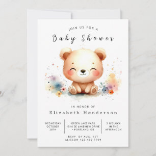 Pastel Editable Bear Baby Dusche Einladung
