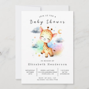 Pastel Editable Giraffe Babydusche Einladung