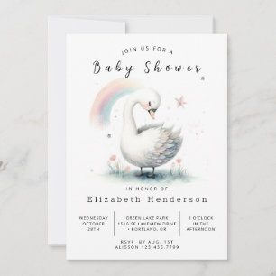 Pastel Editable Swan Babydusche Einladung