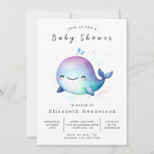 Pastel Editable Whale Baby Dusche Einladung