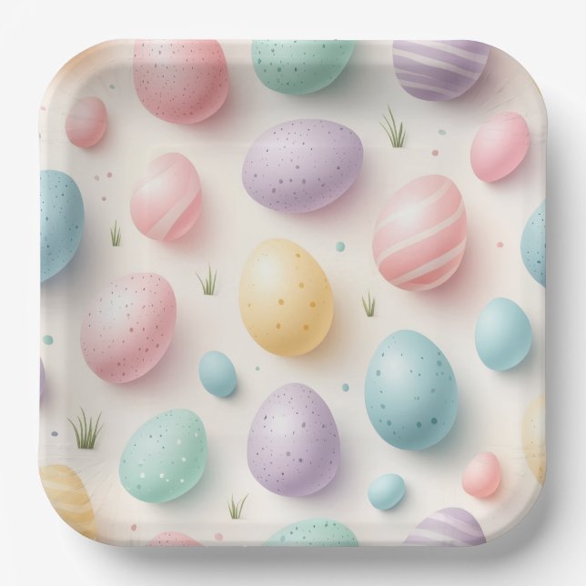 Pastel Egg Spring Celebration Plates Pappteller (Vorderseite)