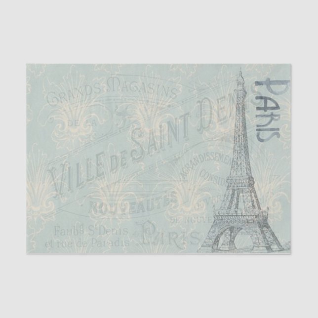Pastel Eiffel Tower Paris und Script Seidenpapier (Vorderseite)