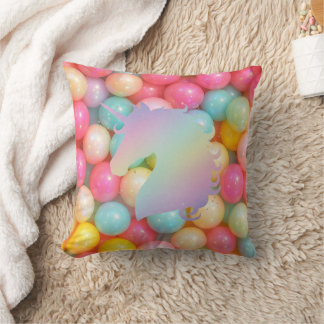 Pastel Einhorn-Wurfkissen | Magisches Regenbogen-H Kissen