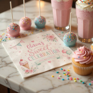 Pastel-Eiscreme-Geburtstag Süße Feier Serviette