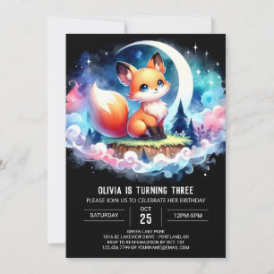 Pastel Elegant Fox Geburtstag digital Einladung