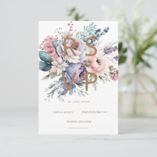 Pastel Elegant Garden Floral RSVP Card Karte