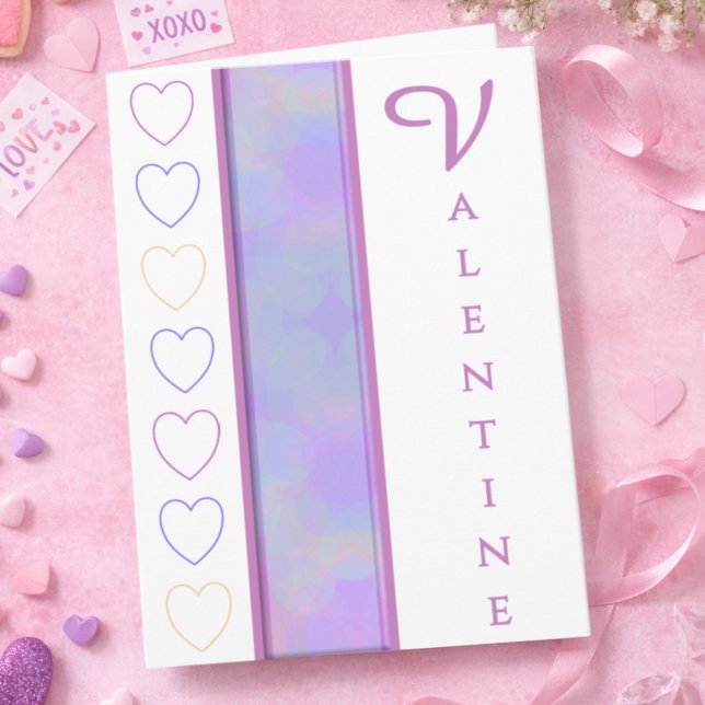 Pastel Elegant Hearts Valentine Card Karte (This pastel Valentine card is all about charm girly, romantic, and perfect for gifting with sweets.)