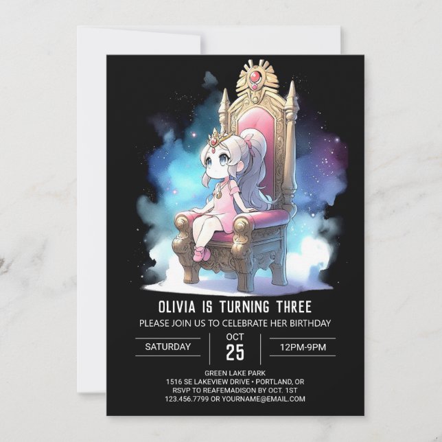 Pastel Elegant Princess Birthday Einladung (Vorderseite)