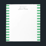 Pastel Elegante Klassische Schrift Große Idee Notizblock<br><div class="desc">Personalisiertes klassisches, elegantes, mädchenhaftes Notizblock für sie. Mit einem Sprichwort "Große Vorstellungen von". Klassisch grüne Streifen auf einem weißen, trendigen Notizblock.</div>