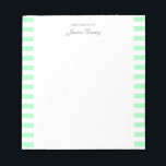 Pastel Elegante Klassische Schrift Große Idee Notizblock<br><div class="desc">Personalisiertes klassisches,  elegantes,  mädchenhaftes Notizblock für sie. Mit einem Sprichwort "Große Vorstellungen von". Klassische pastellfarbene,  grüne Streifen auf einem weißen,  angesagten Notizblock.</div>
