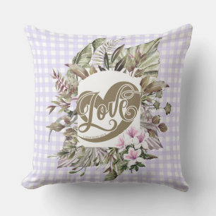 Pastel En vichy Coussin floral tropical
