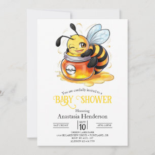 Pastel Enchanted Bee Baby Shower Einladung