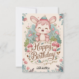 Pastel Enchanted Bunny Digital Geburtstag Karte