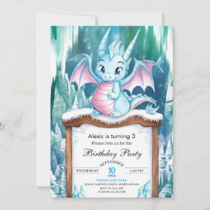 Pastel Enchanted Dragon Birthday Einladung